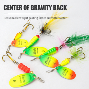 Mồi câu xoay LUSHAZER 5 cái/bộ, mồi câu kim loại xoay, mồi câu dạng thìa, mồi câu biển, mồi câu cá hồi, cá chó, cá vược, có lông vũ, mồi câu kiểu wobbler - Product Image 4