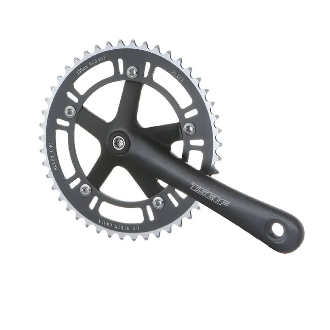 Bicycle crankset Cr-Mo Spindle 2pcs 44 to 49T Single Chain ring Chain Wheel Crankset