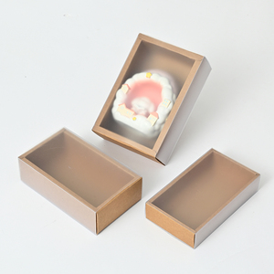 Scatola regalo di apertura per finestra in carta Kraft trasparente in PVC rettangolare con coperchio trasparente scatola di imballaggio per sapone nero fatto a mano scatole