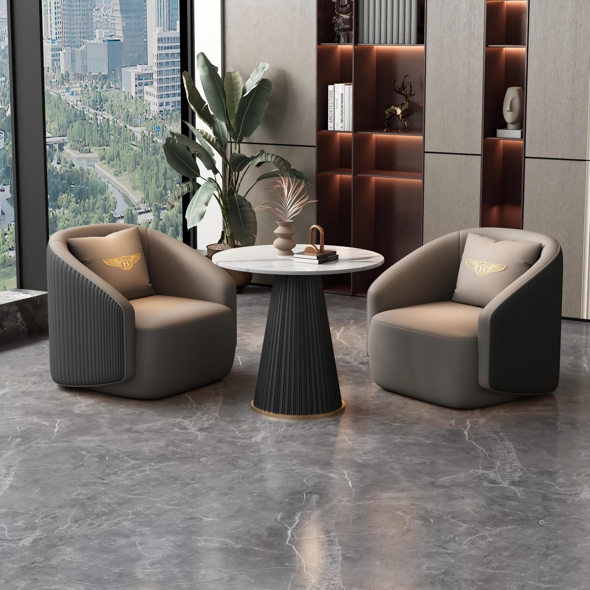 A table and two chairs (light gray)