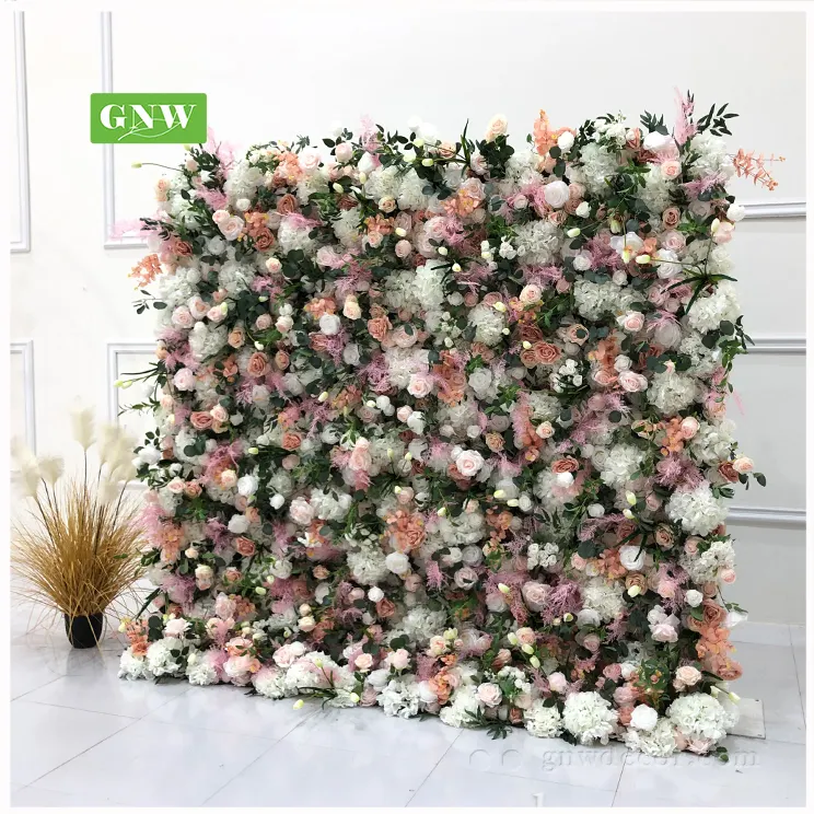 GNW 공장 직접 판매 인공 롤 꽃 벽 장식 잡초 배경 환경 보호 꽃 벽