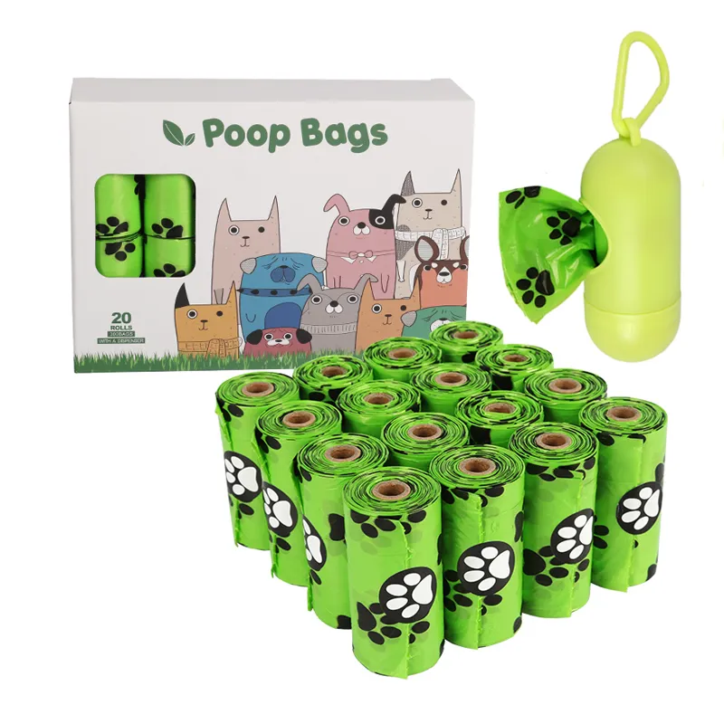 Personalizzato all'ingrosso a tenuta stagna Extra spesso biodegradabile con sacchetti di cacca di cane profumati al gelsomino di lavanda