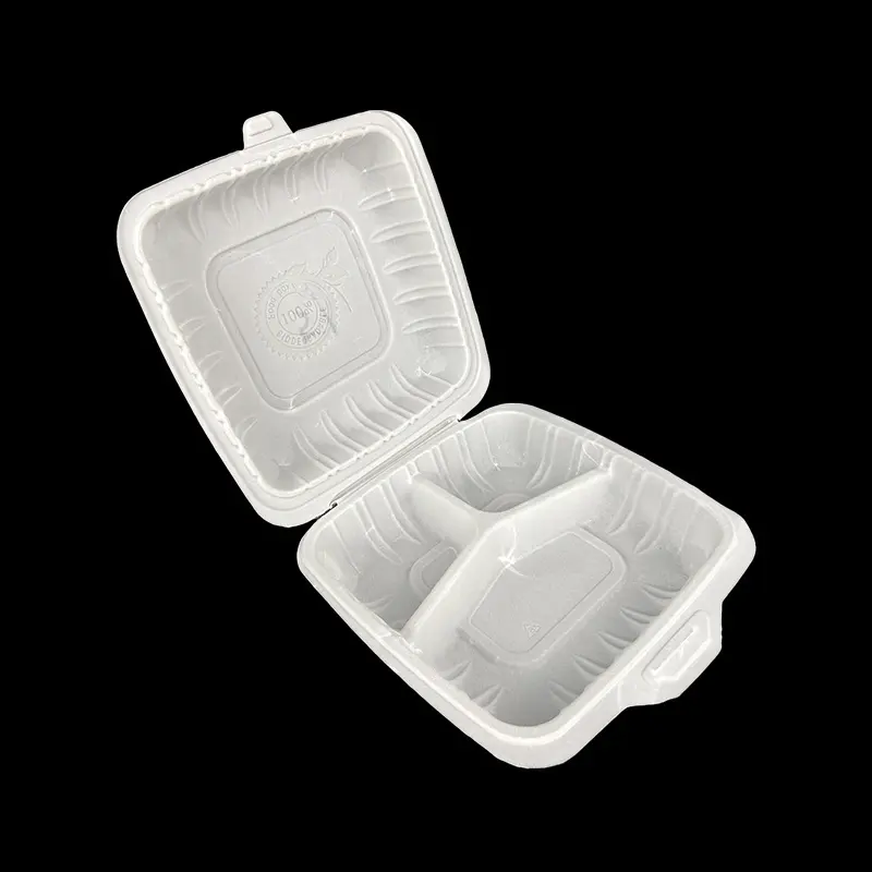 Récipients en plastique à 3 compartiments pour la préparation des repas Boîte à bento en plastique jetable allant au micro-ondes