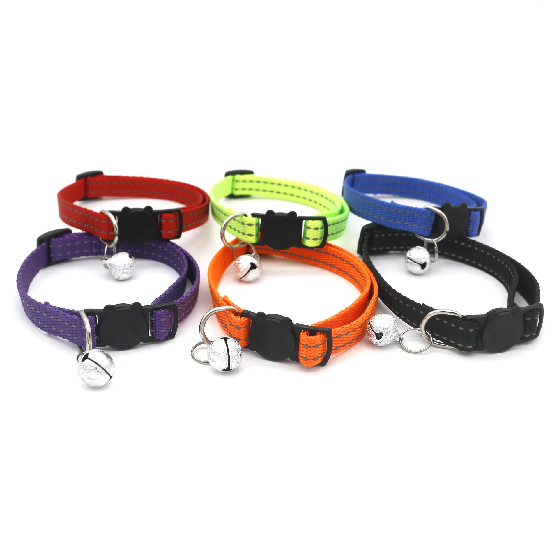 Custom Dog Collar in bulk Nylon Pet Dog Adjustable belt Engraved dog collars with bell