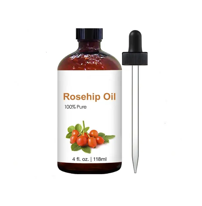 Óleo orgânico de rosehip, óleo anti-rugas que ilumina a pele, rosehip pura, para reduzir a acne, cicatrizes, suave para cabelo do rosto
