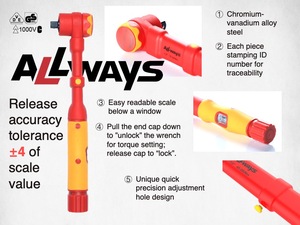 AllwaysTools 17PCS 3/8トルクレンチセット1000V絶縁VDEハンドツールセットには絶縁2層六角形ソケットが含まれます