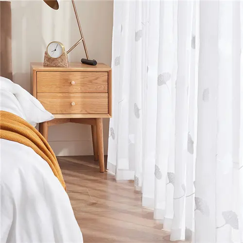 ファッションデザイン織り葉パターン印刷生地白い窓花薄手カーテン