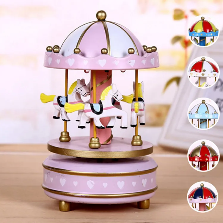 6 cores Carrossel Merry-GO-Round Caixa de Música Clockwork Mecânica Carrossel Musical Decoração do Quarto de Casa