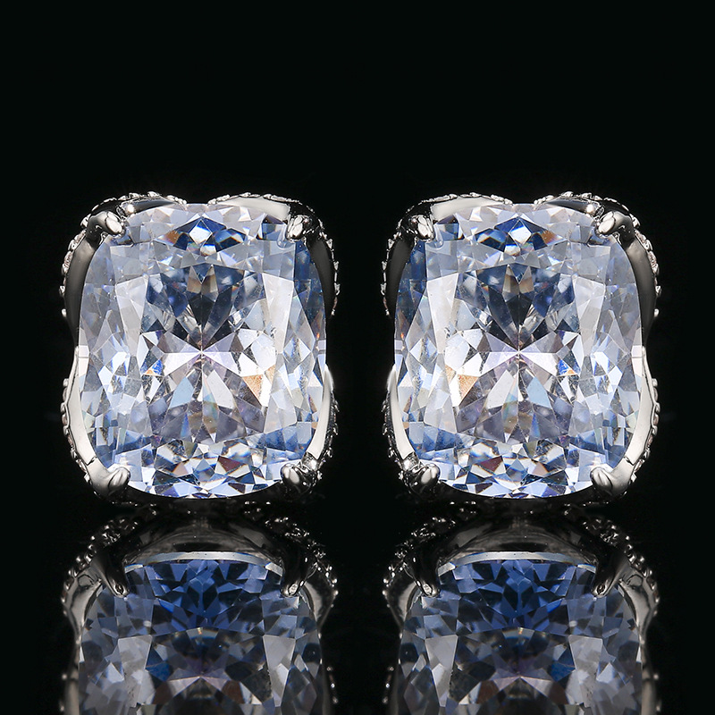 White Blue plated ear studs