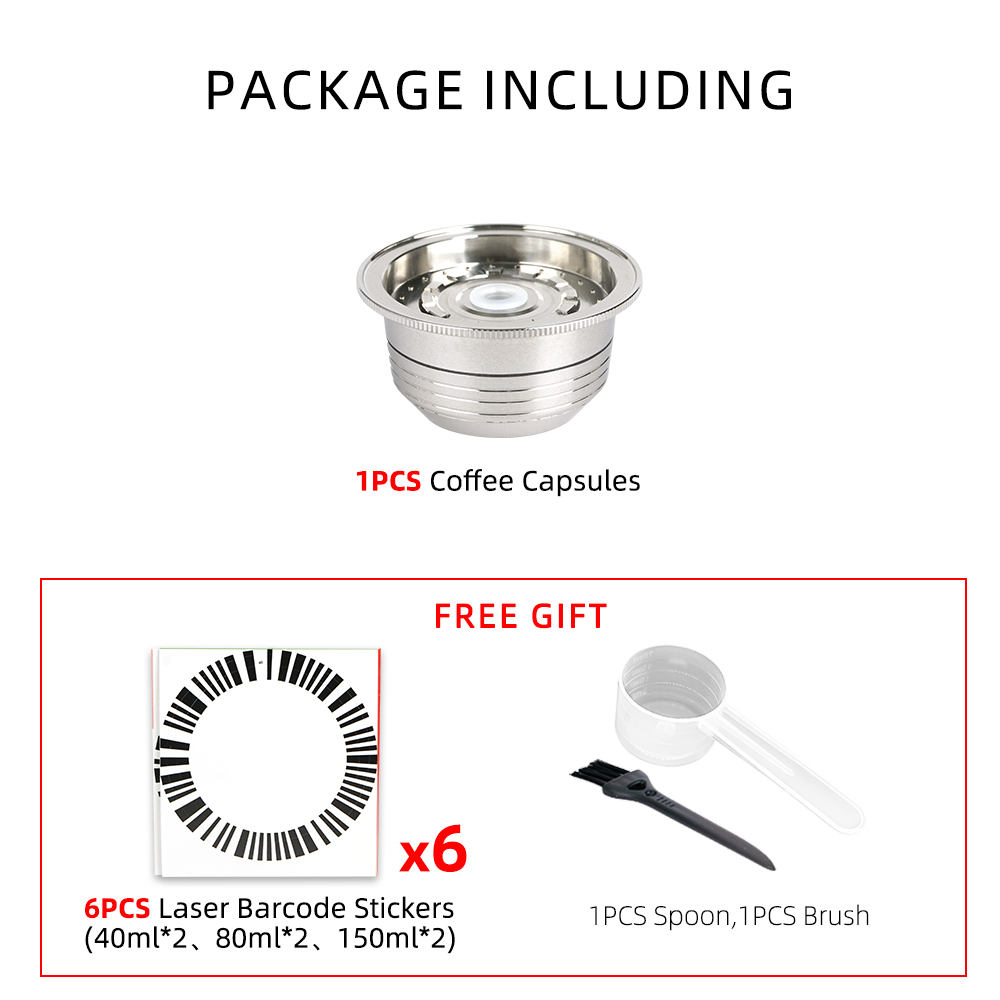 Argent (capsule 1pcs, codes barres du laser 6pcs, cuillère 1pcs, brosse 1pcs)