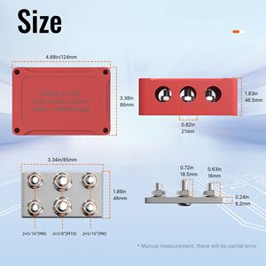 500A 48V Big Current Terminal Block Copper Black/Red Marine <strong>Busbar</strong> 6 Studs Screw Terminal Block Connector With Rubber Gasket - Product Image 2