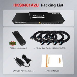 TESmart HDMI <strong>KVM</strong> <strong>Switch</strong> 4 Port 4K@60Hz Support <strong>1</strong> Monitor 4 Computers EDID Emulators L/R Hotkey Remote Controller <strong>KVM</strong>