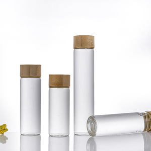Boş 5ml 8ml 10ml 12ml 15ml 20ml 25ml cam şişeler açık kehribar Mini örnek cam şişeler ile bambu vidalı kapak - Product Image 2