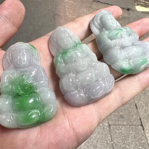 Bruma จี้หยกสำหรับผู้หญิง,เครื่องประดับ DIY จี้หยกเจ้าแม่กวนอิมสีขาวและสีเขียวขนาด50มม.