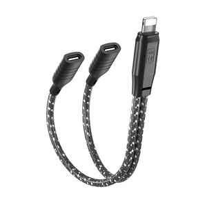 แจ็กเก็ตไนลอนสายแยก OTG สำหรับผู้หญิง2-in-1มัลติฟังก์ชัน Type C ตัวผู้ถึง2-Type C ตัวเมีย - Product Image 2