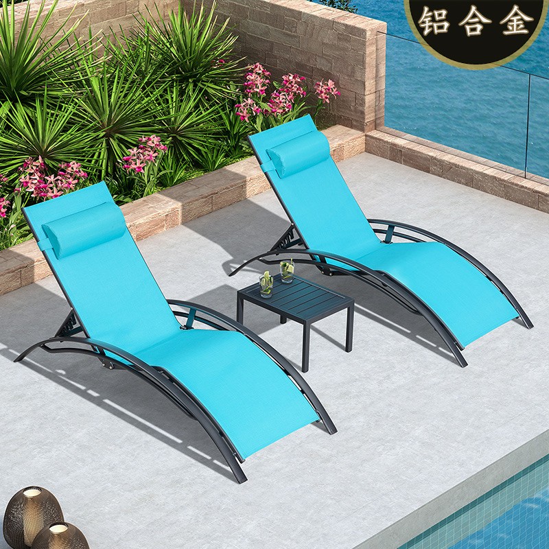 2 blue lounge chairs+1 matching coffee table