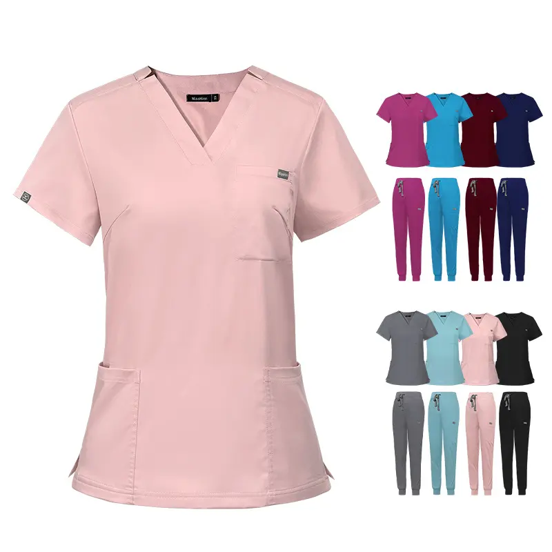 Wholesale Nurse Hospital Uniforms V-Neck Scrub Uniform Short-Sleeved Stretch Surgical Gown Operating Room Hand Washing