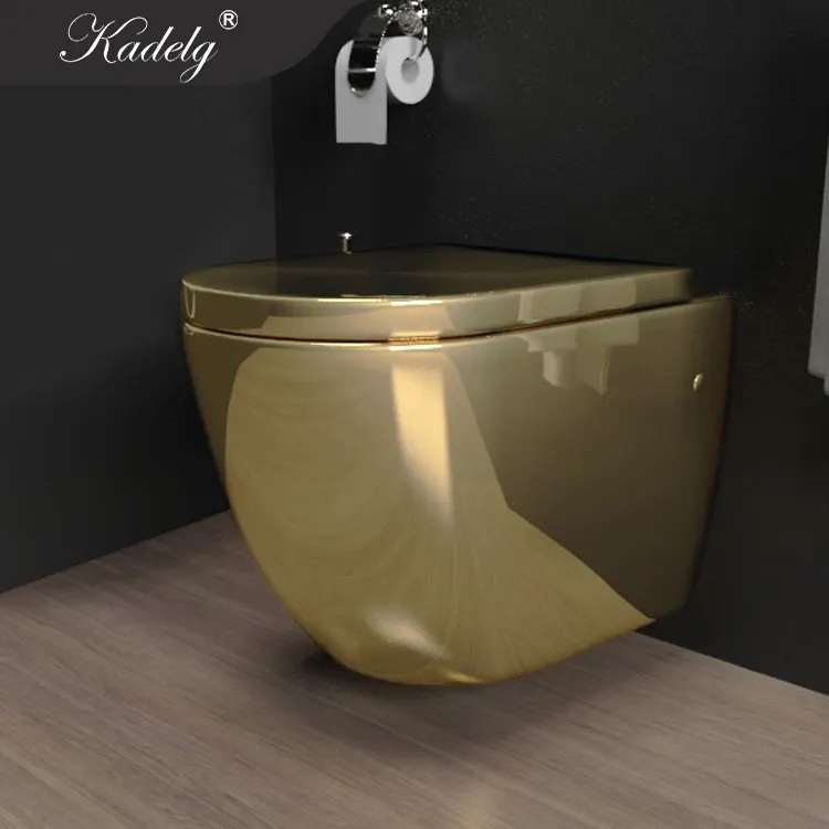 Top ventes, toilettes en or de luxe, toilette murale sans monture en filigrane