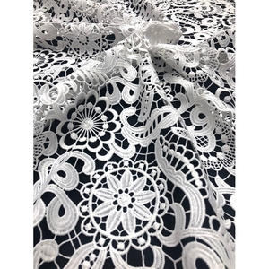 3D <strong>Three</strong>-dimensional Handmade Decals White Bridal Guipure Chemical Elastic Embroidery Lace Fabric - Product Image 2