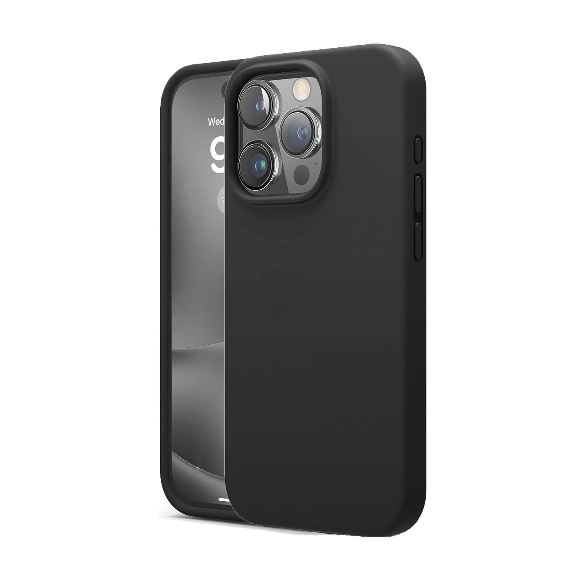 Черный жидкий силиконовый защитный противоударный чехол для мобильного телефона для iPhone 15 Pro Max