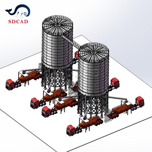 300tセメントサイロ製造輸送組み立てと石灰移送プラント粉末サイロタンク4排出ドア付き
