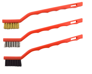 3Pcs מיני נירוסטה ניילון פליז זיפים מברשת סט לניקוי והסרת חלודה 7 אינץ תעשייתי חוט מברשות