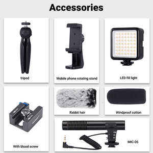 Mamen Camera Microphone+LED Light+Mini Table Tripod Microphone <strong>Kit</strong> for Video Smartphone <strong>Filmmaking</strong> Live Photography Vlogging <strong>Kit</strong> - Product Image 6