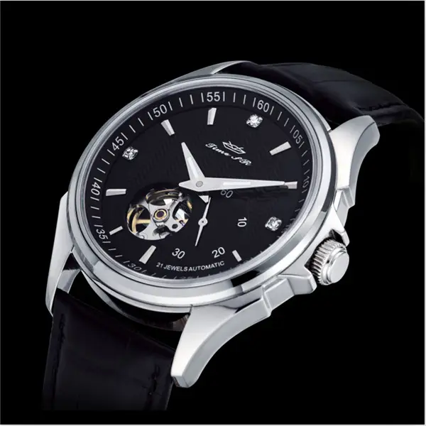 Massive Stahl Herren Armbanduhr Luxus-Design mit klaren Steinen PVD-Beschichtung auf Uhrengehäuse und Uhren armband Japan Automatic