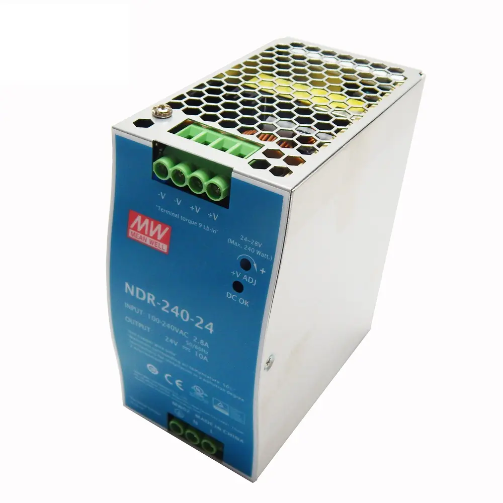Fuente de alimentación de interruptor de gabinete eléctrico de control industrial montado en riel DIN ultrafino de 24V 10A para accionamiento de control industrial