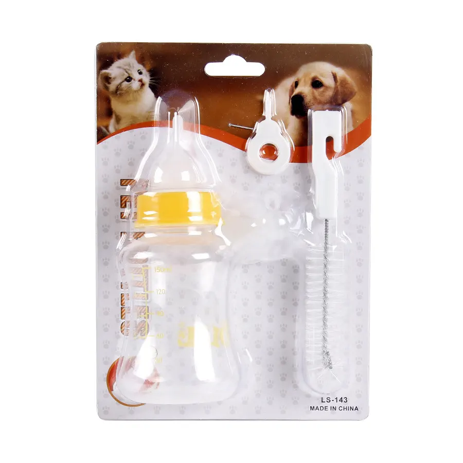 Bottiglia per allattamento al latte per gatti Kit da 60ml/150ml spremere i cani liquidi strumento per l'alimentazione gatti capezzoli biberon per cuccioli gattino animale da compagnia