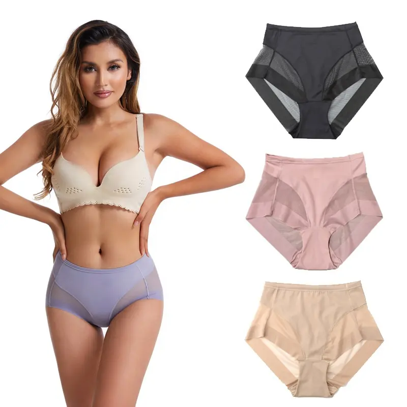 Ladies Underwear Briefs Mid Waist Sexy Hipster Transparent Mesh Women's Panties
