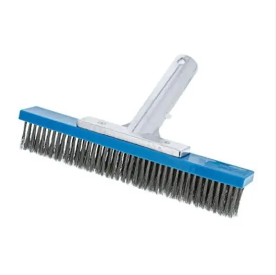 Brosse de piscine professionnelle en acier inoxydable de 10 "avec poignée EZ Clip