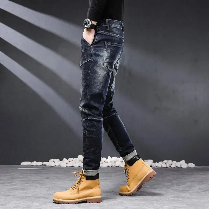 China fornecedor homens de qualidade funcional bolso calças jeans lavadas clássico jeans
