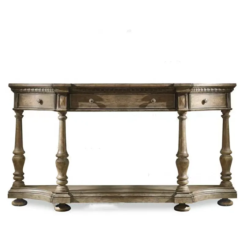 American country vintage do old living room hotel foyer carved solid wood porch table