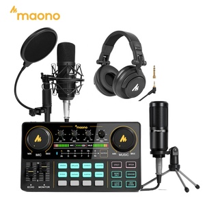 MANOCASTER-tarjeta de sonido en vivo, mezclador de Audio con micrófono condensador, transmisión en vivo, tarjetas de sonido externo