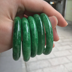 Toptan 40mm ucuz doğal Myanmar koyu yeşil yeşim Jadeite Jasper çocuk bebek yeşim bileklik Charm bilezik - Product Image 2