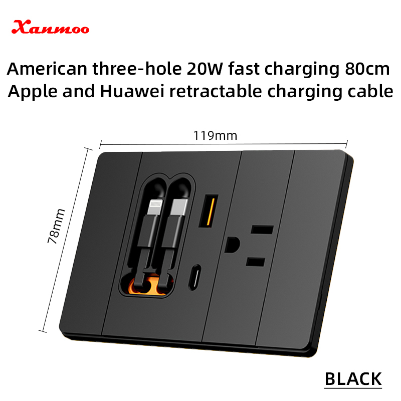 Prise américaine avec charge rapide Apple Huawei 20W