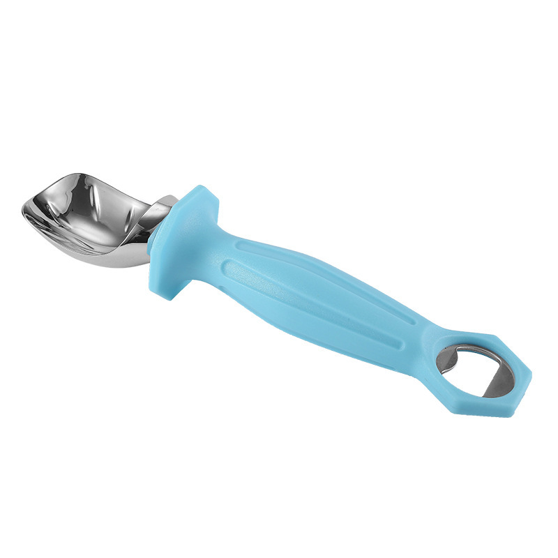 Blue ice cream spoon with bottle opener