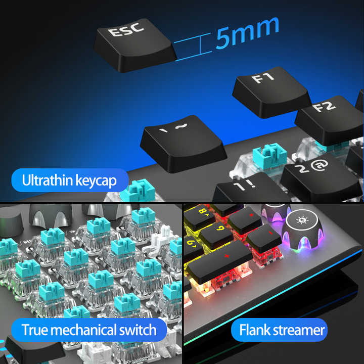 Aula S2096 Gamer Checkboard Mechanical Gaming Checkboard Backlit Led Wired 104 Keys Anti-Ghosting Keyboard for Pc Computer