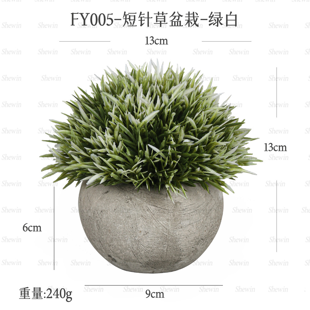 Short Needle Grass Pulp Pot (blanco y verde)