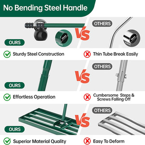 JH-Mech Outdoor 30&quot;x 10&quot; Heavy-Duty <strong>Leveling</strong> <strong>Rake</strong> With a Durable 6.5FT Rubber Handle Carbon Steel Lawn <strong>Leveling</strong> <strong>Rake</strong> - Product Image 3