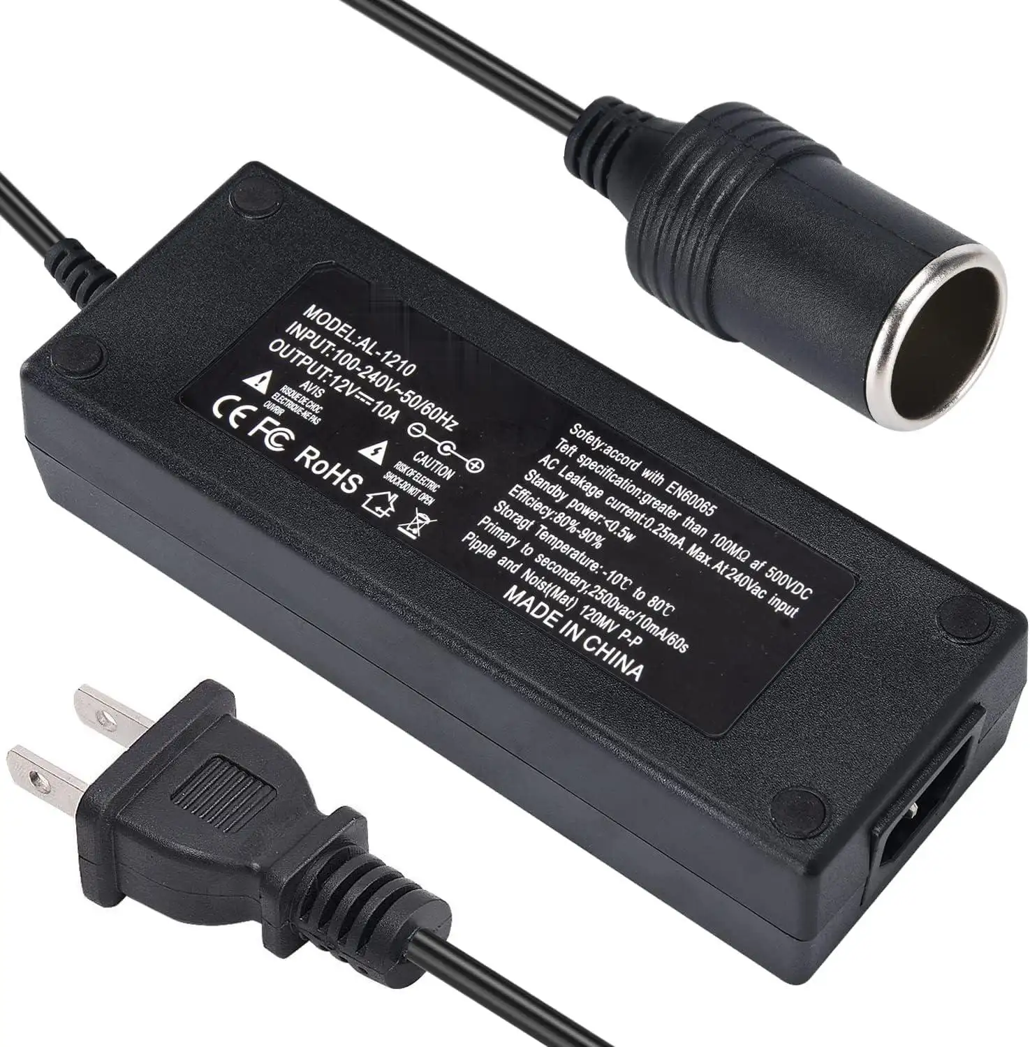 Adaptador de energia para carro 12V 10A Fêmea Auto isqueiro plug AC 100-240V para DC 12V 10A 120W Fonte de alimentação Adaptador