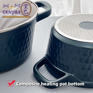 Tangba tối màu xanh lá cây Maifan đá súp nồi hợp kim nhôm đôi tai súp nồi với kính nắp không dính <span class=keywords><strong>Cookware</strong></span> Set - Product Image 4