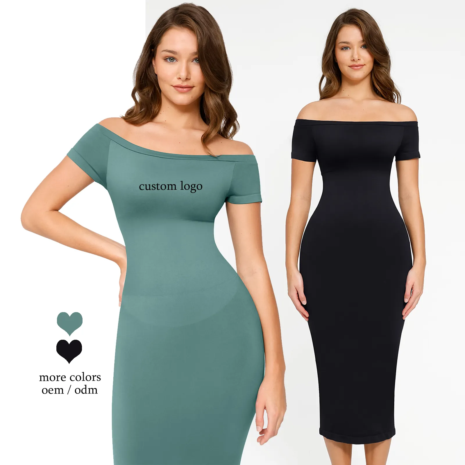 Venta al por mayor personalizado primavera y verano sin costuras MIDI bodycon incorporado Shapewear vestido elegante casual ONG vestidos de las mujeres