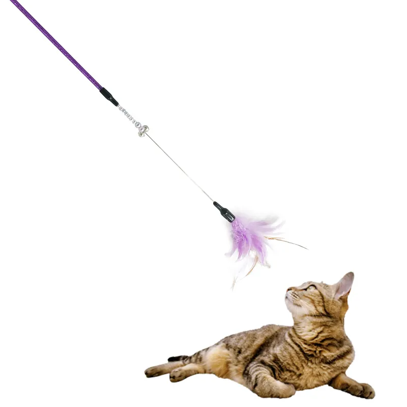 Wholesale colorful feather Interactive cat teaser toy for pet