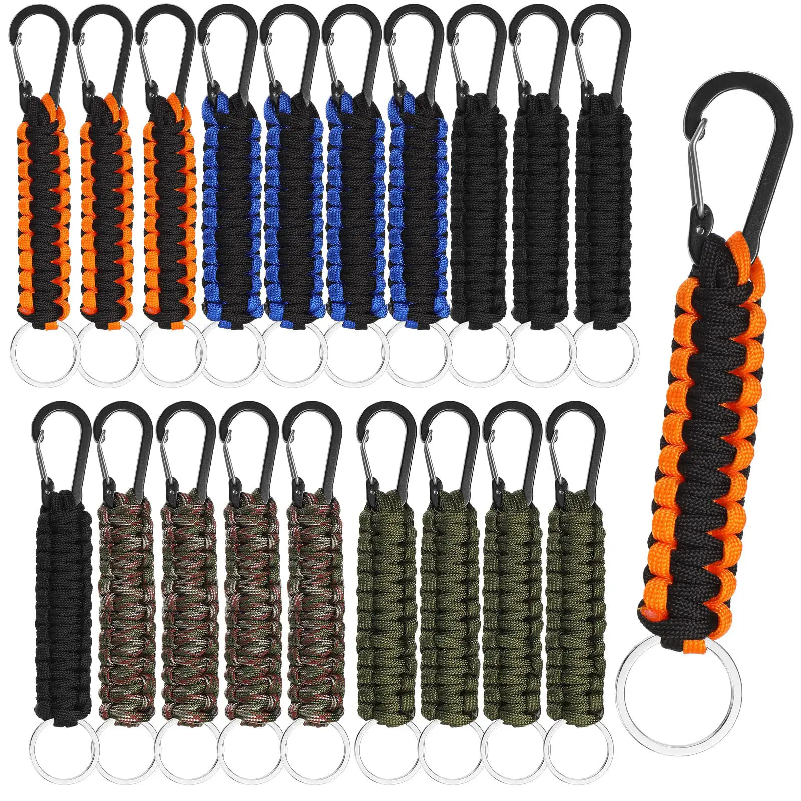 KongBo 4mm Paracord llavero con mosquetón fabricante encanto llavero 550lb y 350lb suministros al por mayor para Camping y senderismo