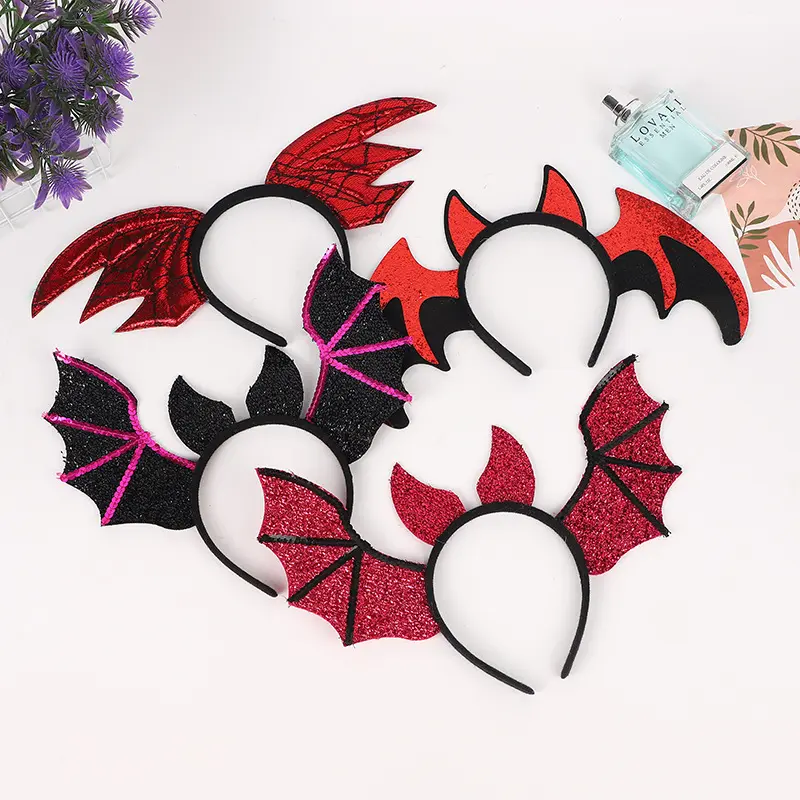 Головная повязка с крыльями летучей мыши на Хэллоуин, праздничная, Милая Черная и красная дизайнерская повязка на голову для детей, девочек