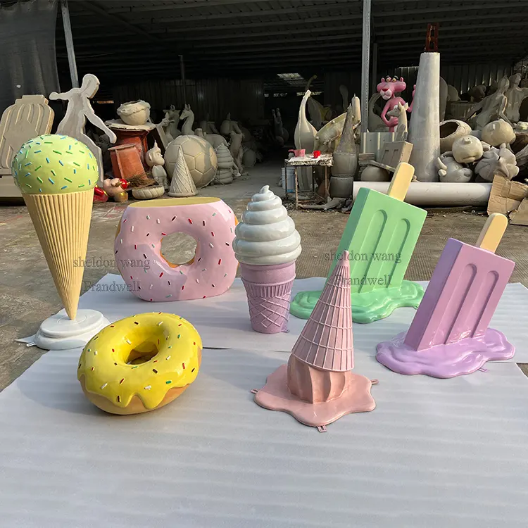 resin crafts donut popsicle ornaments/ fiberglass pastel cupcake ice cream props/ handcrafts slighted macaron donut decor