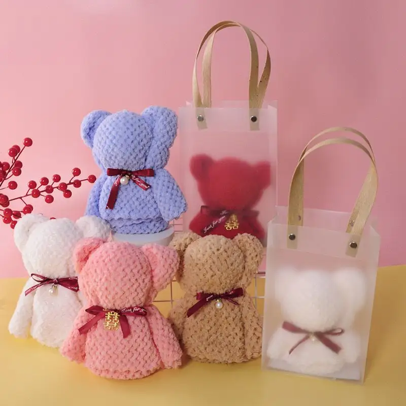 뜨거운 판매 다채로운 귀여운 테디 베어 타월 접이식 곰 선물 선물 다채로운 봉제 장난감