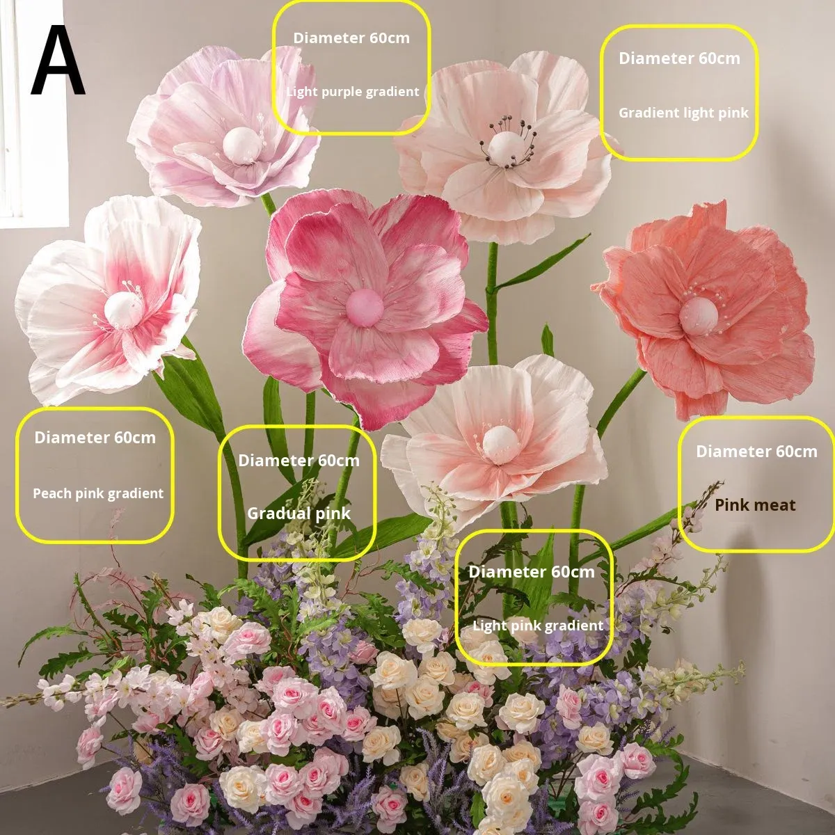 forfait de réduction à six fleurs, une rangée de fleurs sans terre